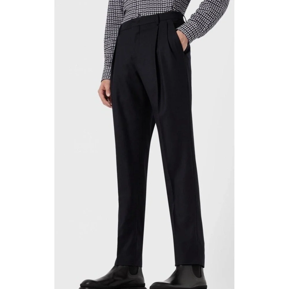 Giorgio Armani Italy Men's Black Flat Front Trousers Pants. NWT Authentic 40x37